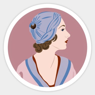 Beautiful profile portrait of vintage woman Sticker